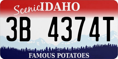 ID license plate 3B4374T