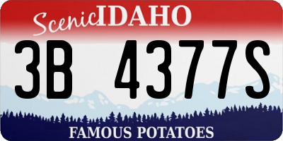 ID license plate 3B4377S