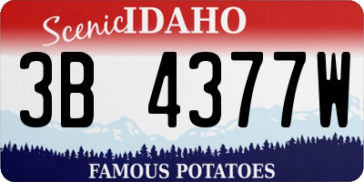 ID license plate 3B4377W