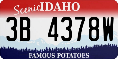 ID license plate 3B4378W