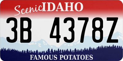 ID license plate 3B4378Z