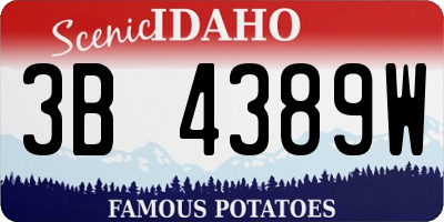 ID license plate 3B4389W