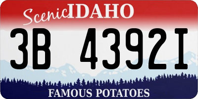ID license plate 3B4392I