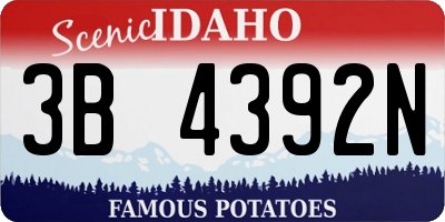 ID license plate 3B4392N