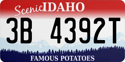 ID license plate 3B4392T