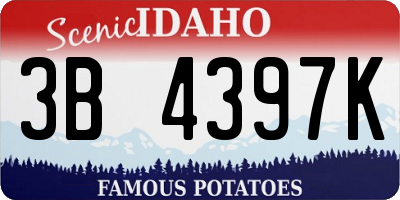 ID license plate 3B4397K