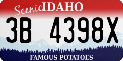 ID license plate 3B4398X