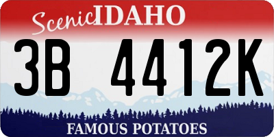 ID license plate 3B4412K