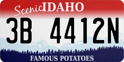 ID license plate 3B4412N