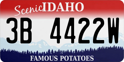 ID license plate 3B4422W