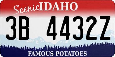ID license plate 3B4432Z