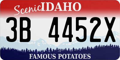ID license plate 3B4452X