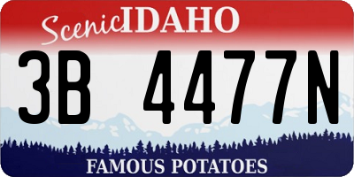 ID license plate 3B4477N