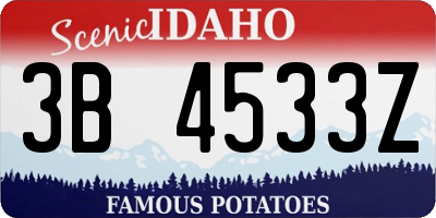 ID license plate 3B4533Z
