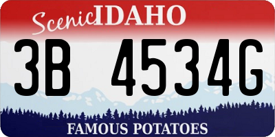 ID license plate 3B4534G