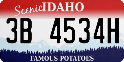 ID license plate 3B4534H