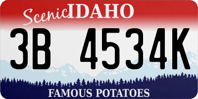 ID license plate 3B4534K