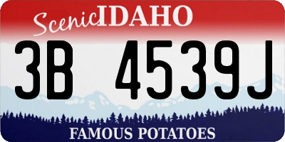 ID license plate 3B4539J