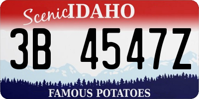 ID license plate 3B4547Z