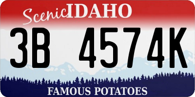 ID license plate 3B4574K