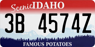 ID license plate 3B4574Z