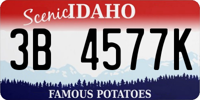 ID license plate 3B4577K