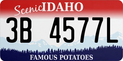 ID license plate 3B4577L