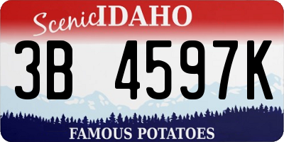 ID license plate 3B4597K