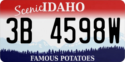 ID license plate 3B4598W