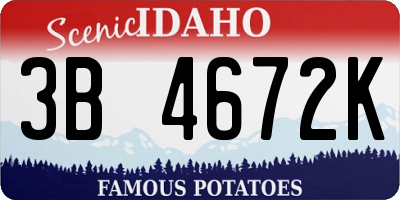 ID license plate 3B4672K