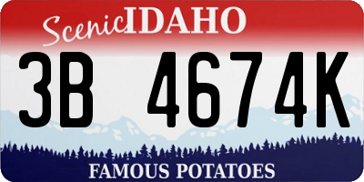 ID license plate 3B4674K