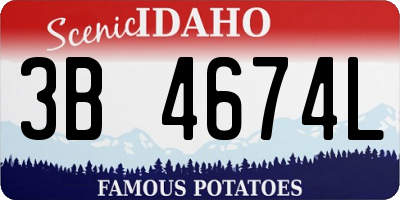 ID license plate 3B4674L