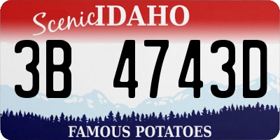 ID license plate 3B4743D
