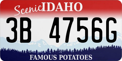 ID license plate 3B4756G