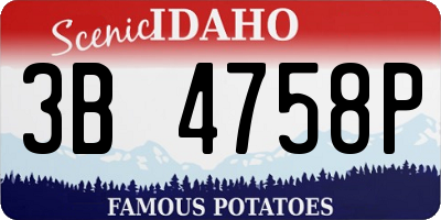 ID license plate 3B4758P