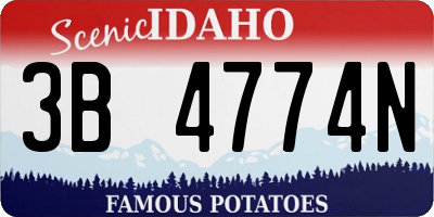 ID license plate 3B4774N