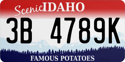 ID license plate 3B4789K