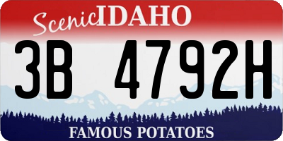 ID license plate 3B4792H