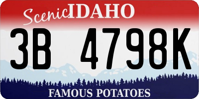 ID license plate 3B4798K