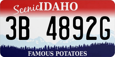 ID license plate 3B4892G