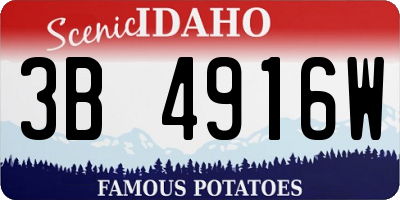 ID license plate 3B4916W
