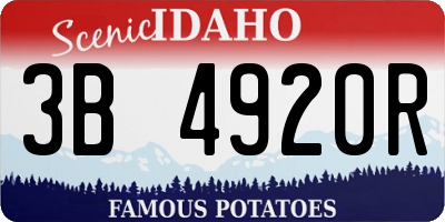 ID license plate 3B4920R