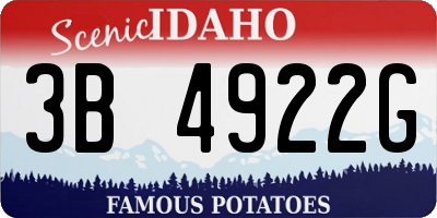 ID license plate 3B4922G