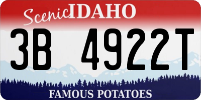 ID license plate 3B4922T