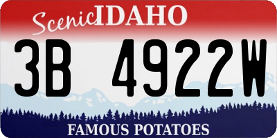 ID license plate 3B4922W
