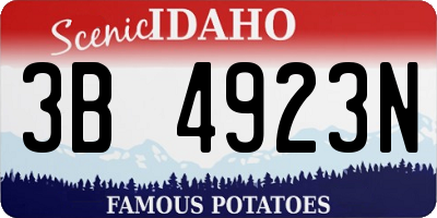 ID license plate 3B4923N