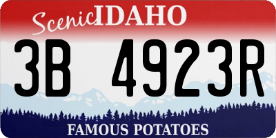 ID license plate 3B4923R