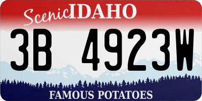 ID license plate 3B4923W