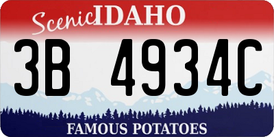 ID license plate 3B4934C