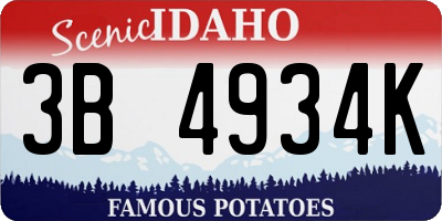 ID license plate 3B4934K